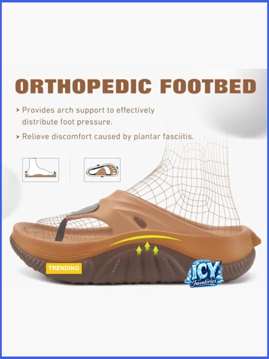 Orthopedic Footbed Flip Flops Fabric Toe Post Beach Sandals Size 7-15 main image 4